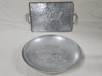 National Silver Co. Hand Hammered Aluminum Articles Group- ~2 Pieces