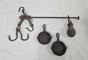 Assorted Wrought & Cast Iron Metalware Articles Group- ~3 Pieces