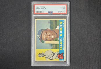 1960 Topps #300 Hank Aaron Baseball Sports Card Graded PSA 3 VG