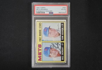 1967 Topps #581 Mets Rookie Stars Denehy/Seaver Baseball Sports Card Graded PSA 4 VG-EX