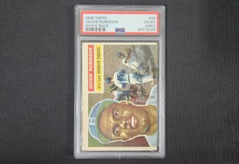 1956 Topps #30 Jackie Robinson White Back Baseball Sports Card Graded PSA 4(MC) VG-EX