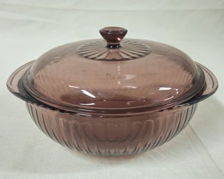 Pyrex Sculptured Cranberry 024-S 2qt-2L Covered Casserole