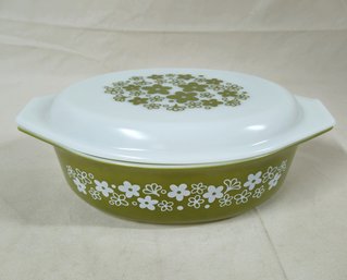 Pyrex Spring Blossom Green I/Crazy Daisy Casserole With Lid