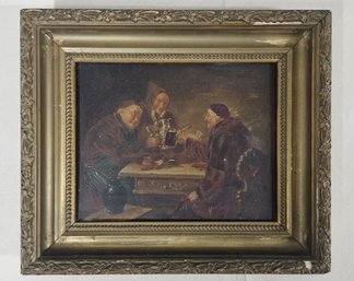 After Eduard Von Grutzner (1846-1925) Cheerful Monks Oil On Board Framed Painting