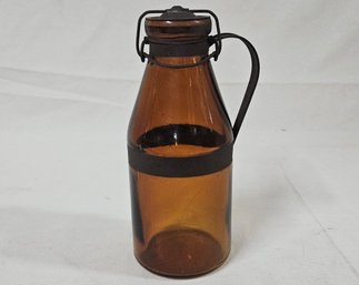 A.G. Smalley A.G.S. & Co. Amber Glass Quart Milk Bottle