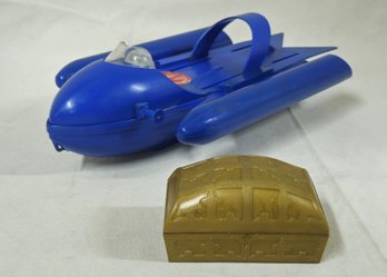 1970's Hasbro GI Joe Sea Adventurer The Shark's Surprise AT Blue Aqua Sled & Treasure Chest