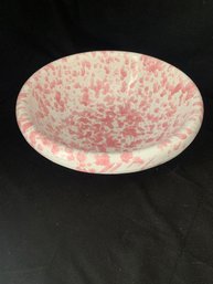 Vintage Bennington Potters David Gil Pink Agate Spatterware Stoneware Serving Bowl W/ Rolled Edge 1915L