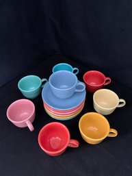 Assorted Contemporary HLC Fiesta Teacups & Saucers Group- ~16 Pieces