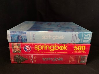 Collectible Sealed Springbok Christmas 500 Piece Jigsaw Puzzles Group- ~3 Pieces