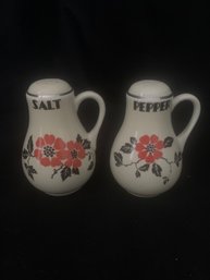 Vintage Hall China Red Poppy Handled Salt & Pepper Shakers