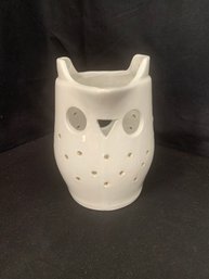 Vintage M. A. Hadley Pottery White Owl Lantern- ~7 1/4'