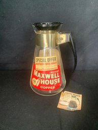 Vintage Pyrex/Corning Glass Special Offer Maxwell House Instant Coffee Atomic Star Carafe