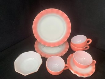 Vintage Hazel Atlas Pink 'crinoline' Ripple- ~10 Pieces