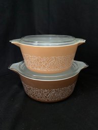 Vintage Pyrex Woodland Round Casserole Set 474-475 - ~4 Pieces