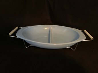 Vintage Pyrex Bluebelle 'delphite Blue' Serving Dish 1063 W/cradle