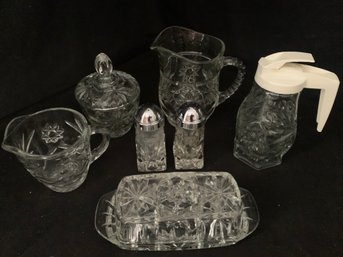 Anchor Hocking Early American Prescut Crystal Group Of ~ 9 Pieces Star Of David