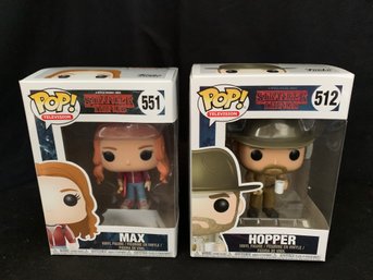 Collectible Funko POP! Stranger Things MAX #551 & HOPPER # 512 NIB