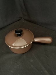 Vintage Le Creuset Brown Enamel 14 Cast Iron Sauce Pot Pan With Lid