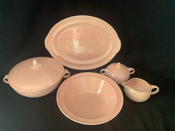 Vintage T. S. & T. Lu-ray Pastels Sharon Pink Tableware Set Group- ~7 Pieces