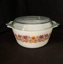 Vintage JAJ English Pyrex Brairwood 555 Deep Round Casserole W/cover