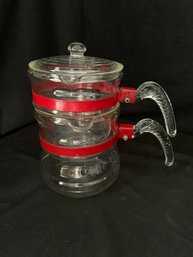 Vintage McKee Range-tec Top-of-stove Ware Double Boiler With Red Enamel Bands