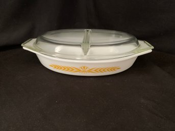 Vintage Pyrex Promotional Royal Wheat Divided Casserole/Serving Dish.