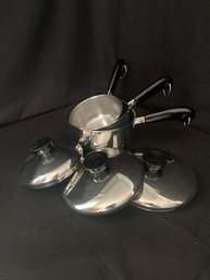 Assorted Vintage Revere Ware Copper Clad Stainless-Steel Saucepans W/covers Group- ~6 Pieces