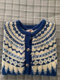 Handknitted All Wool Turi Fair Isle Design Cardigan Sweater Norway Size L