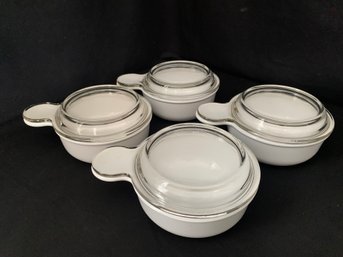 Corning Ware White Grab-it W/clear Lids Set Group- ~8 Pieces