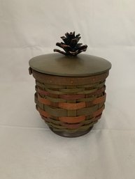 2007 Longaberger Collectors Club Woodland Pinecone Basket With Lid & Protector