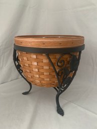 2006 Longaberger Medium At Home Garden Basket With Wrought Iron Stand