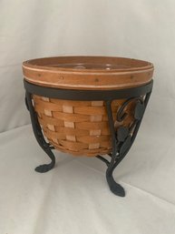 2006 Longaberger Small At Home Garden Basket With Wrought Iron Stand