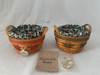 1999 Longaberger Tree Trimming Collection Peppermint Baskets Group