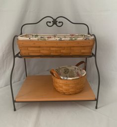 Longaberger Wrought Iron Baker's Rack With Shelf & 2 Baskets