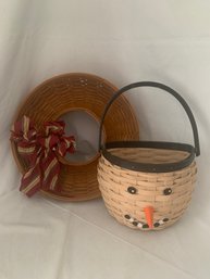 2007/2011 Longaberger Wreath & Snowman Baskets Group