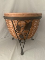 2004 Longaberger Large At Home Garden Collection Basket With Wrought Iron Stand #2