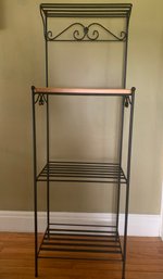 2007/2008 Longaberger Wrought Iron Tall 4-Tier Baker's Rack With Wood Shelf