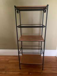 2000's Longaberger Wrought Iron 5-tier Shelf Stand With 3 Woodcraft Shelves/Lids