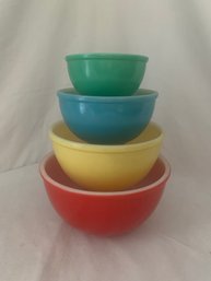 Anchor Hocking Fire King Beaded Edge Primary Colors Mixing Bowl Set