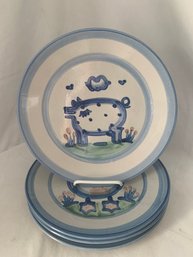 M. A. Hadley Pottery Country Dinner Plates Set Of 4