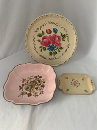 Assorted Nashco Hand Painted Tole Trays Group