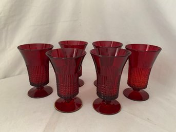 Vintage 1928 Fenton Lincoln Inn Ruby Red Stemmed Iced Tea Glass Set