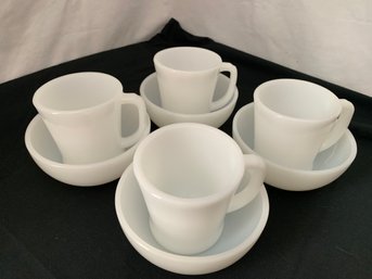 Anchor Hocking Fire King White Mugs & Chili/cereal Bowls Group