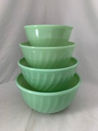 Anchor Hocking Fire King Jadeite Swirl Mixing Bowl Set