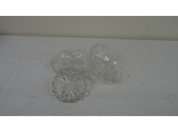 3 Cut Glass Ashtrays