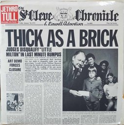 FIRST YEAR 1972 RELEASE JETHRO TULL-THICK AS A BRICK VINYL RECORD CHR 1003 CHRYSALIS RECORDS