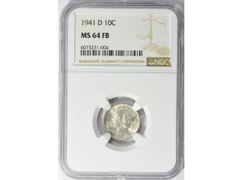 1941-D Mercury Dime NGC MS-64 FB. (Full Split Band )