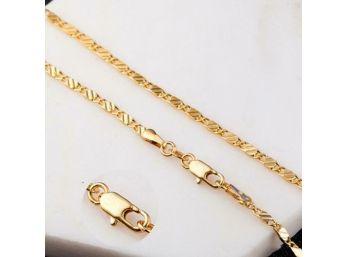 Brand New 22'' 18 K Gold Plated Flat Chain Necklace For Men/Women..