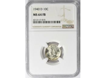 1940-D  Mercury Dime NGC MS-64 FB (Full Split Bands).