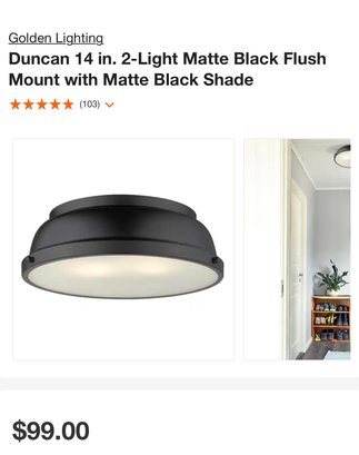 Duncan 14 In. 2-Light Matte Black Flush Mount With Matte Black Shade MSRP $99